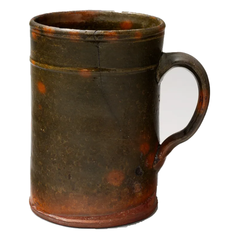 Green earthenware cup