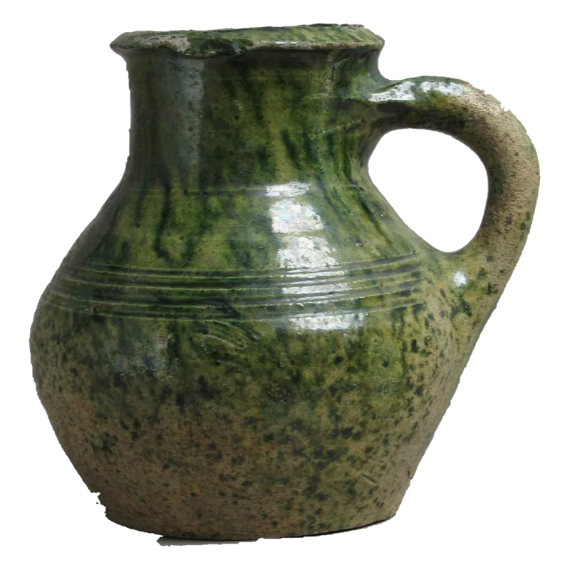 Green earthenware pot